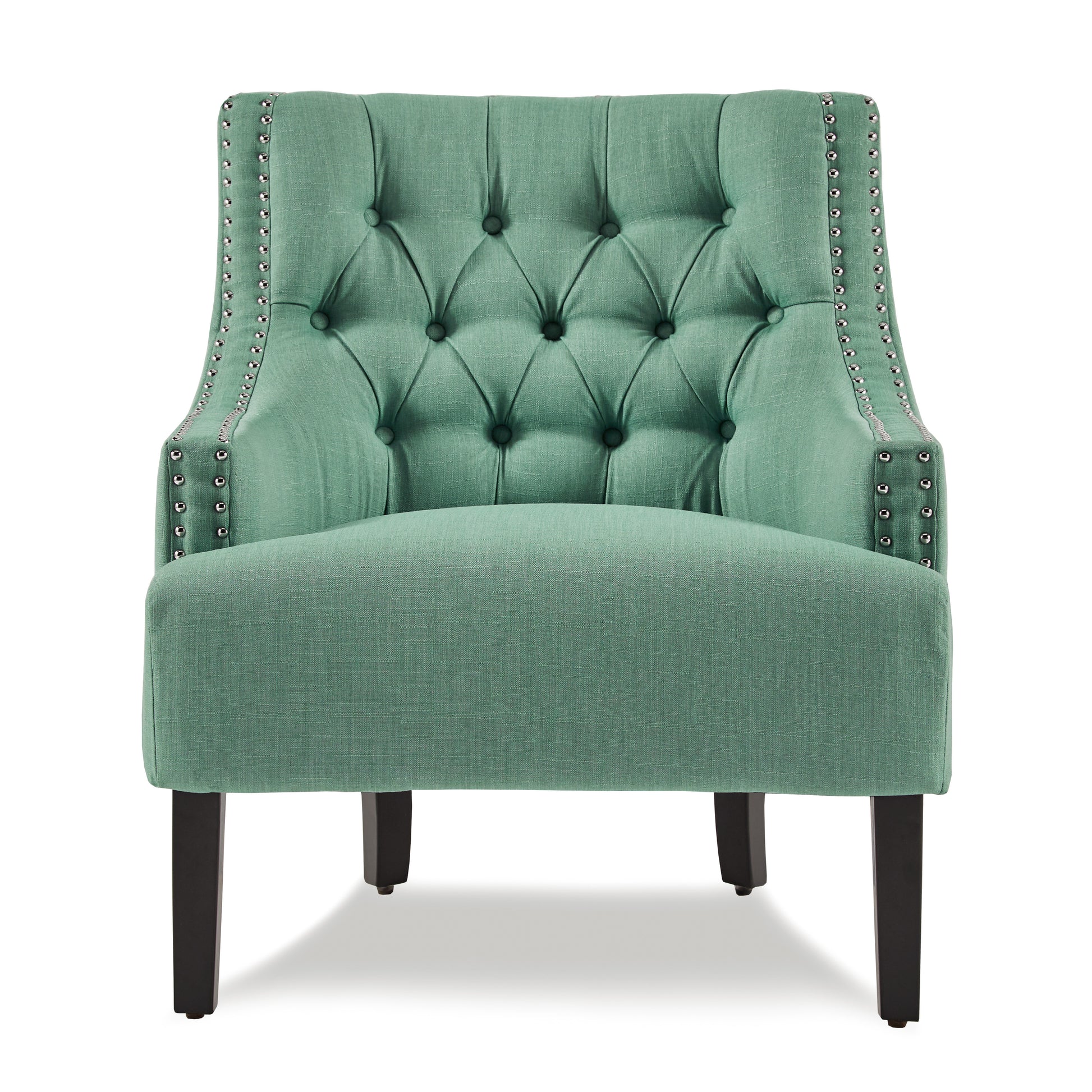 Modern Traditional Accent Chair Button Tufted Teal Textured Fabric Upholstery Solid Wood 1Pc Living Room Furniture Teal Primary Living Space Modern,Traditional Solid Wood