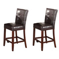 Espresso And Walnut Counter Height Stools Set Of 2 Espresso Dining Room Rectangular Solid Back Set Of 2 Faux Leather