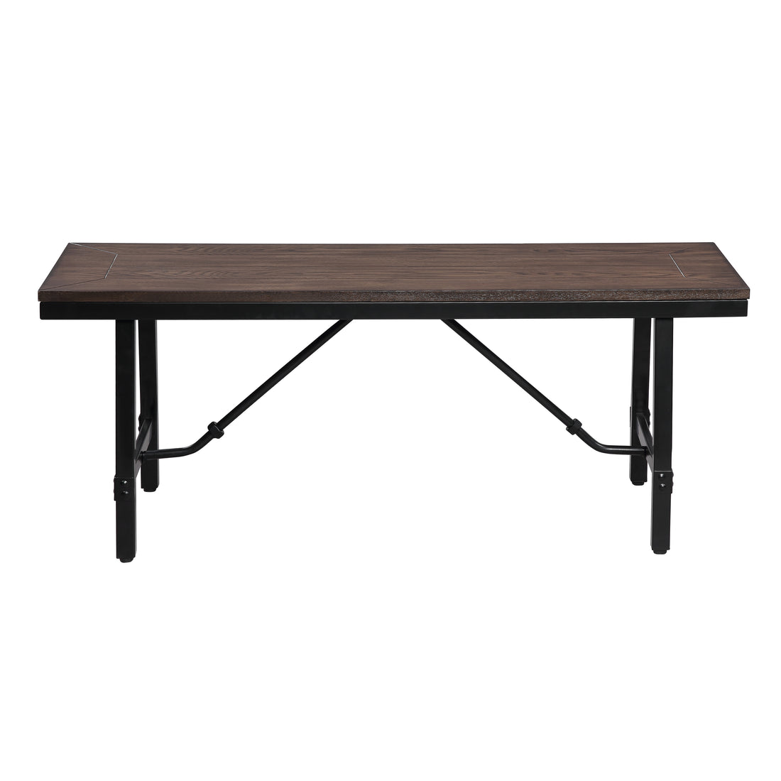 Oak And Black Rectangle Bench Black Brown Dining Room Rectangular Wood