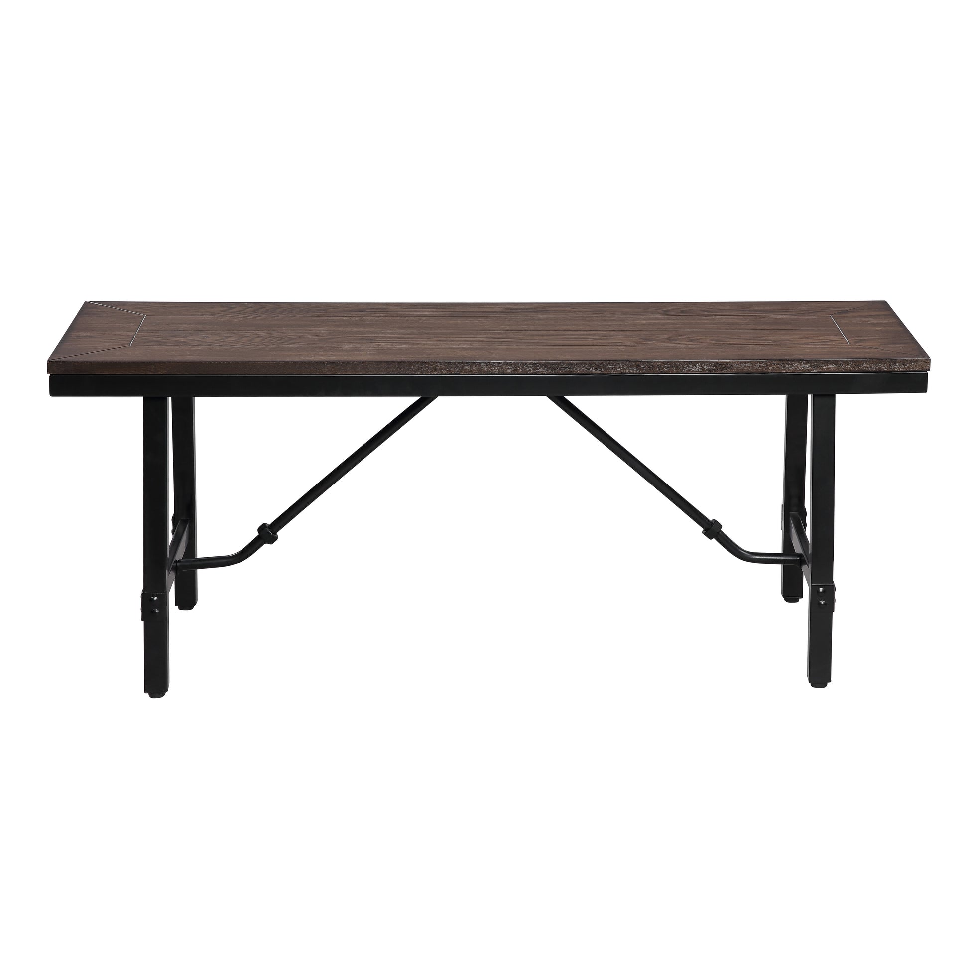 Oak And Black Rectangle Bench Black Brown Dining Room Rectangular Wood