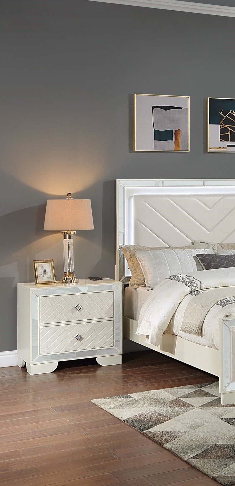Classic Luxury Look Cream 1Pc Nightstand Wooden Bedside Table 2X Drawers W Mirror Glass Panel Bedroom Furniture Cream 2 Drawers Bedroom Bedside Classic Luxury Look Cream 1Pc Nightstand Wooden Bedside Table 2X Drawers W Mirror Glass Panel Bedroom Furniture Cream 2 Drawers Bedroom Bedside