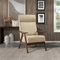 Modern Accent Chair 1Pc Light Brown High Back Chair Cushion Seat And Back Walnut Finish Solid Wood Living Room Furniture Light Brown Primary Living Space Modern,Traditional Rubberwood Solid Wood