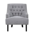 Modern Traditional Accent Chair Gray Chenille Upholstery Button Tufted Solid Wood 1Pc Living Room Furniture Gray Primary Living Space Modern,Traditional Solid Wood