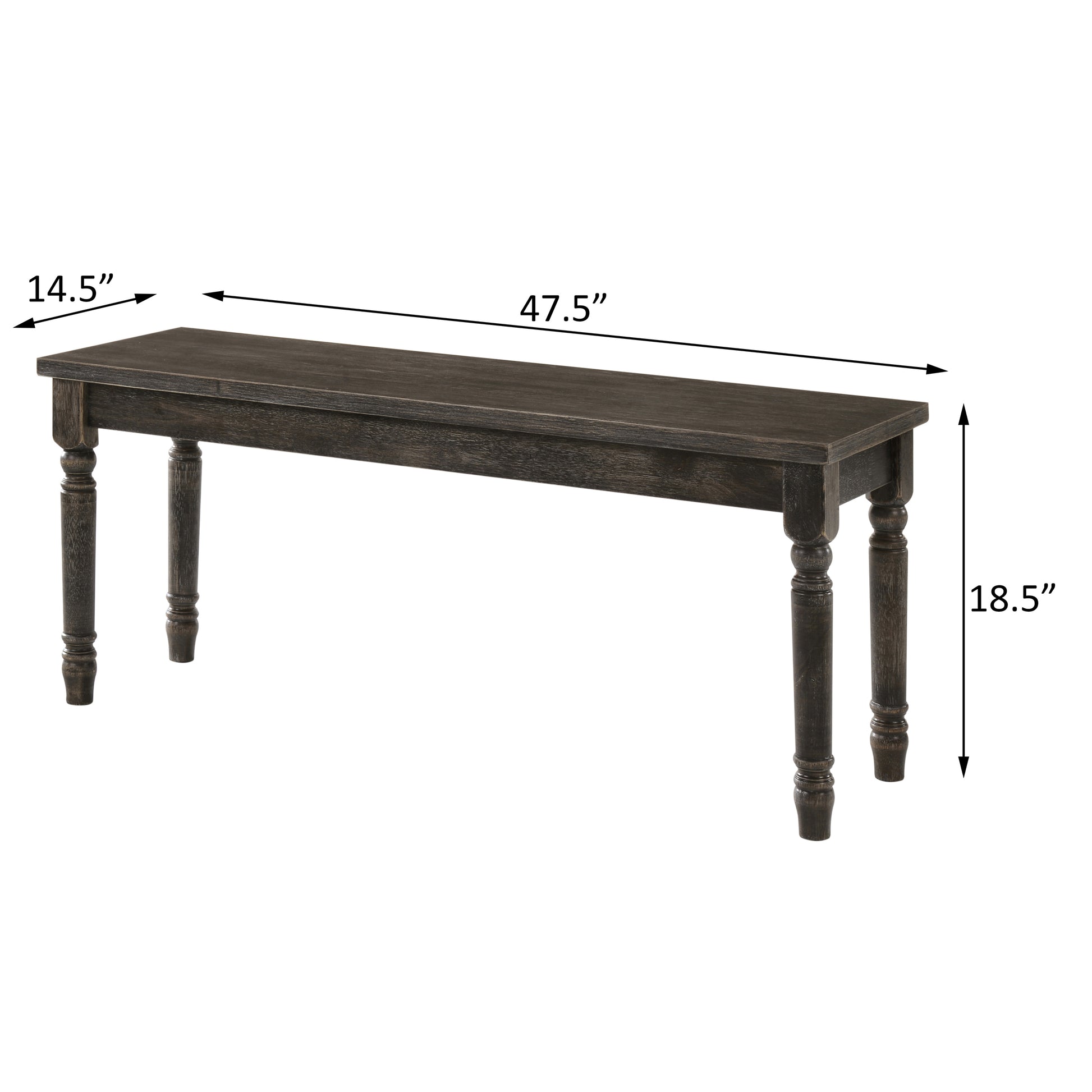 Weathered Grey Bench With Turned Leg Grey Gray Dining Room Rectangular Wood