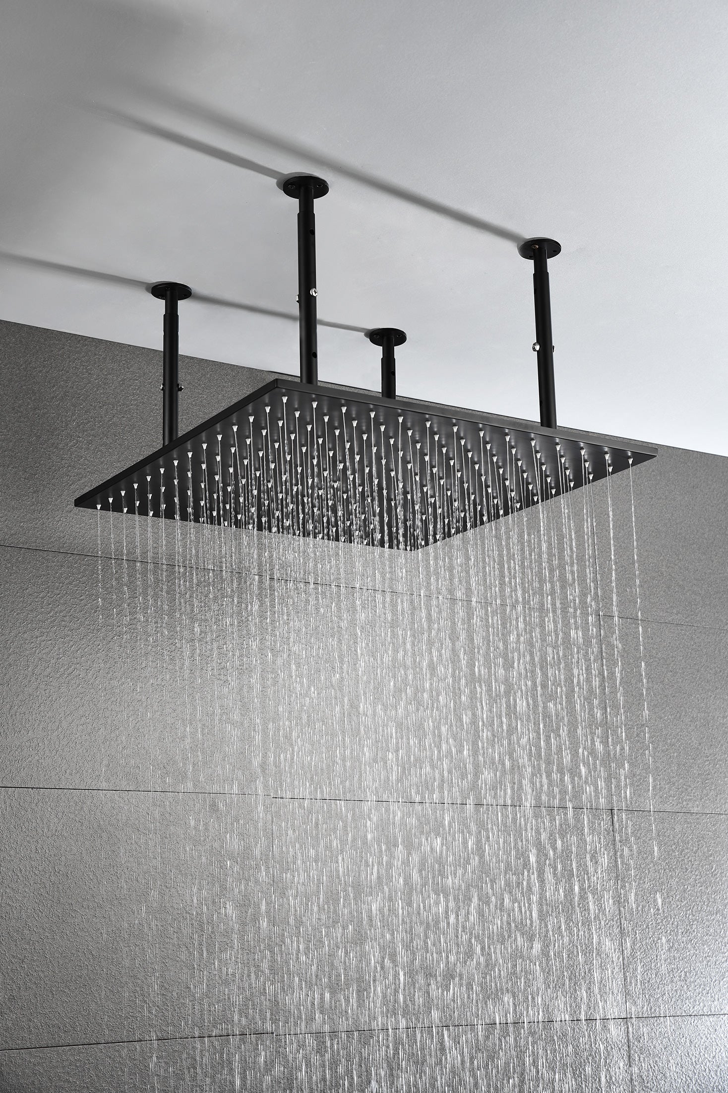 20"X20" Shower Head Stainless Steel Bathroom Showerhead Ceiling Mount Without Led Matte Black Stainless Steel