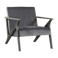 Retro Style Velvet Upholstered Gray Accent Chair 1Pc Solid Rubberwood Antique Gray Finish Modern Home Furniture Gray Modern,Retro Solid Wood