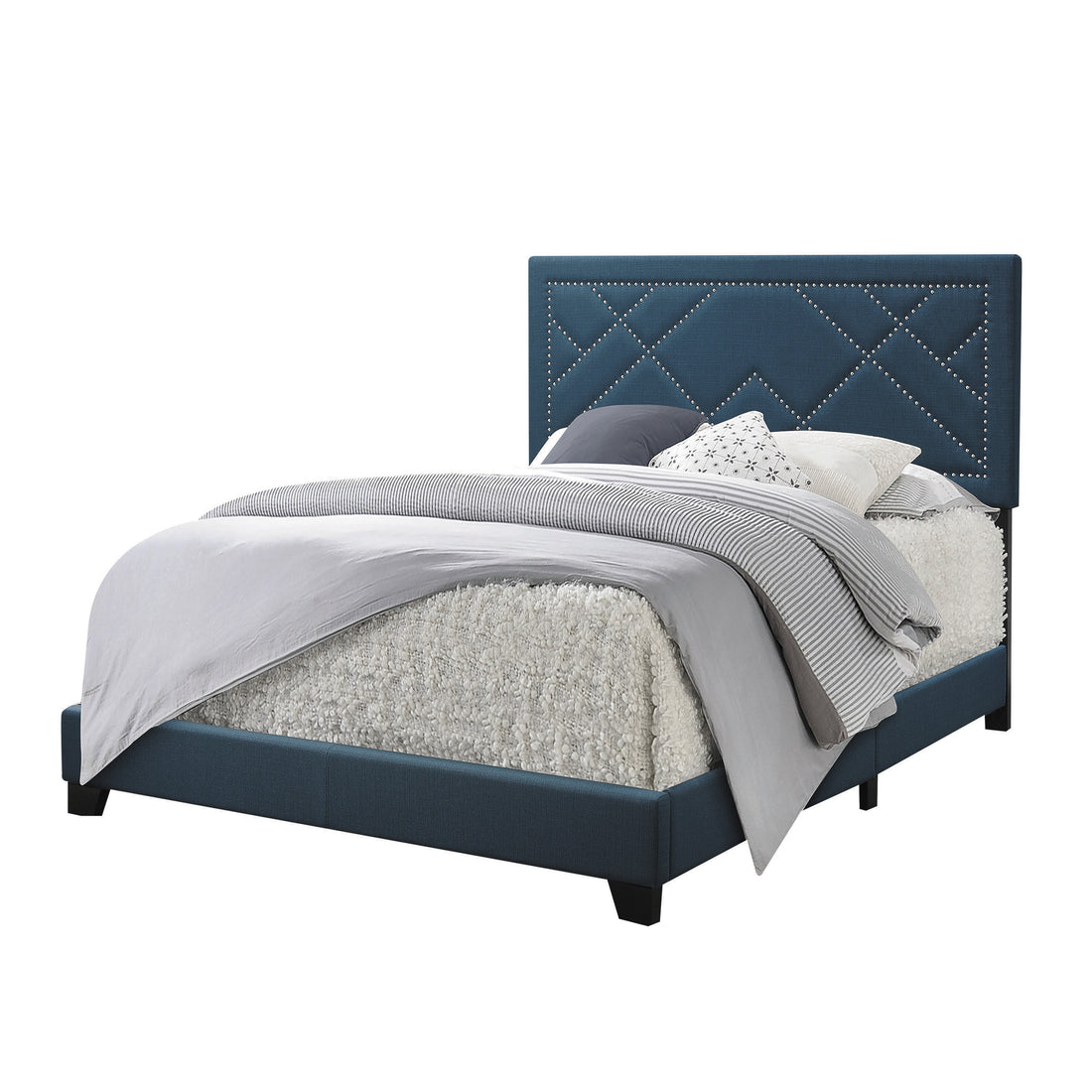 Dark Teal Queen Panel Bed With Trim Queen Box Spring Required Teal Wood Panel Linen Linen