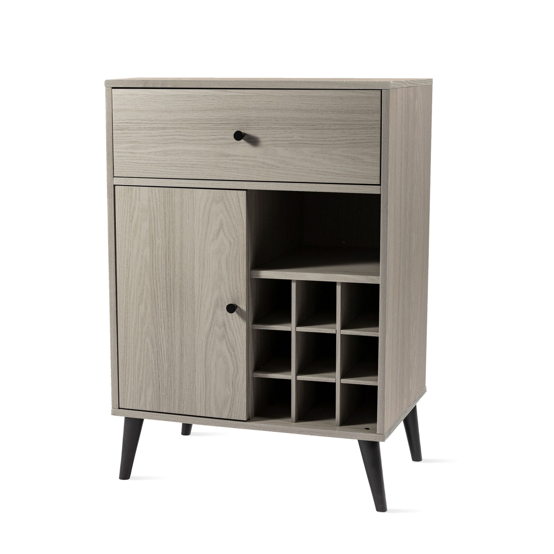 Modern Grey Wine Cabinet, Single Drawer, Single -