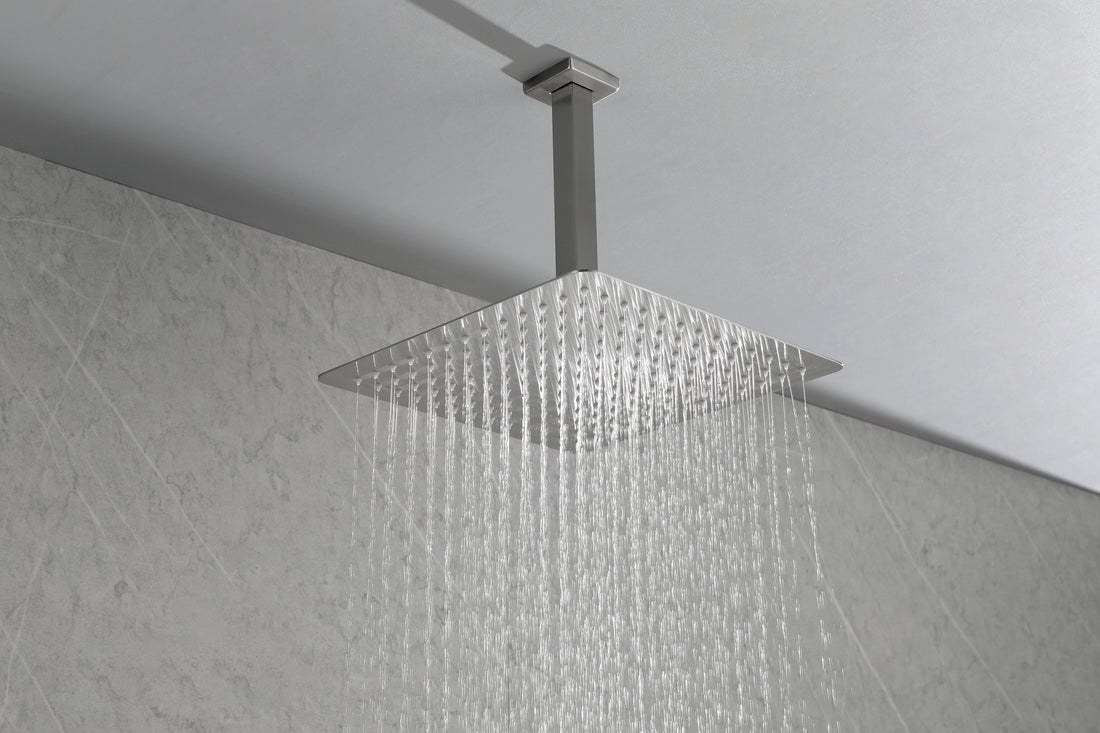 Rain Shower Head High Pressure Rainfall Showerhead Water Saving Brushed Nickel Bathroom Stainless Steel