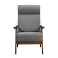 Modern Accent Chair 1Pc Gray High Back Chair Cushion Seat And Back Walnut Finish Solid Wood Living Room Furniture Gray Primary Living Space Modern,Traditional Rubberwood Solid Wood
