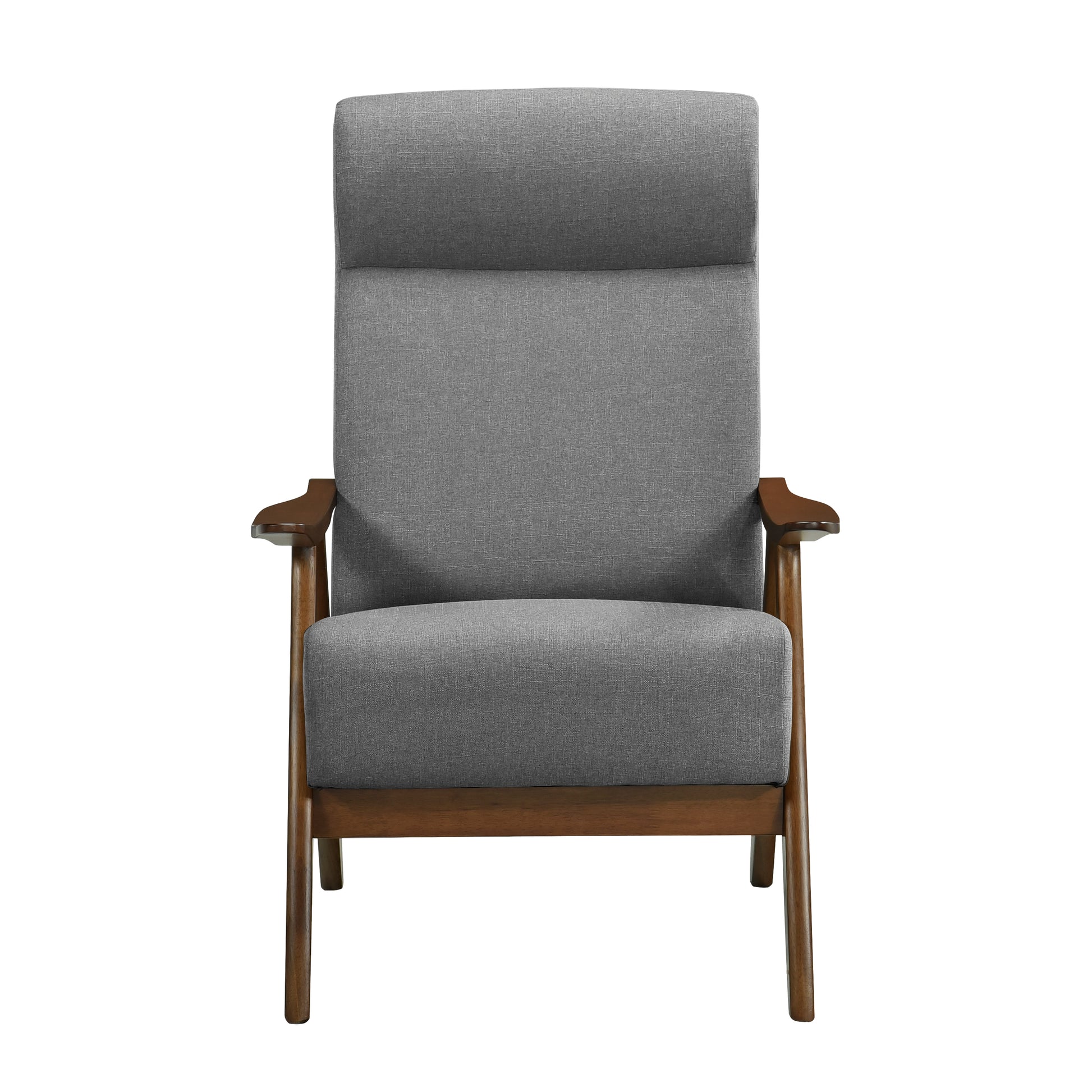 Modern Accent Chair 1Pc Gray High Back Chair Cushion Seat And Back Walnut Finish Solid Wood Living Room Furniture Gray Primary Living Space Modern,Traditional Rubberwood Solid Wood