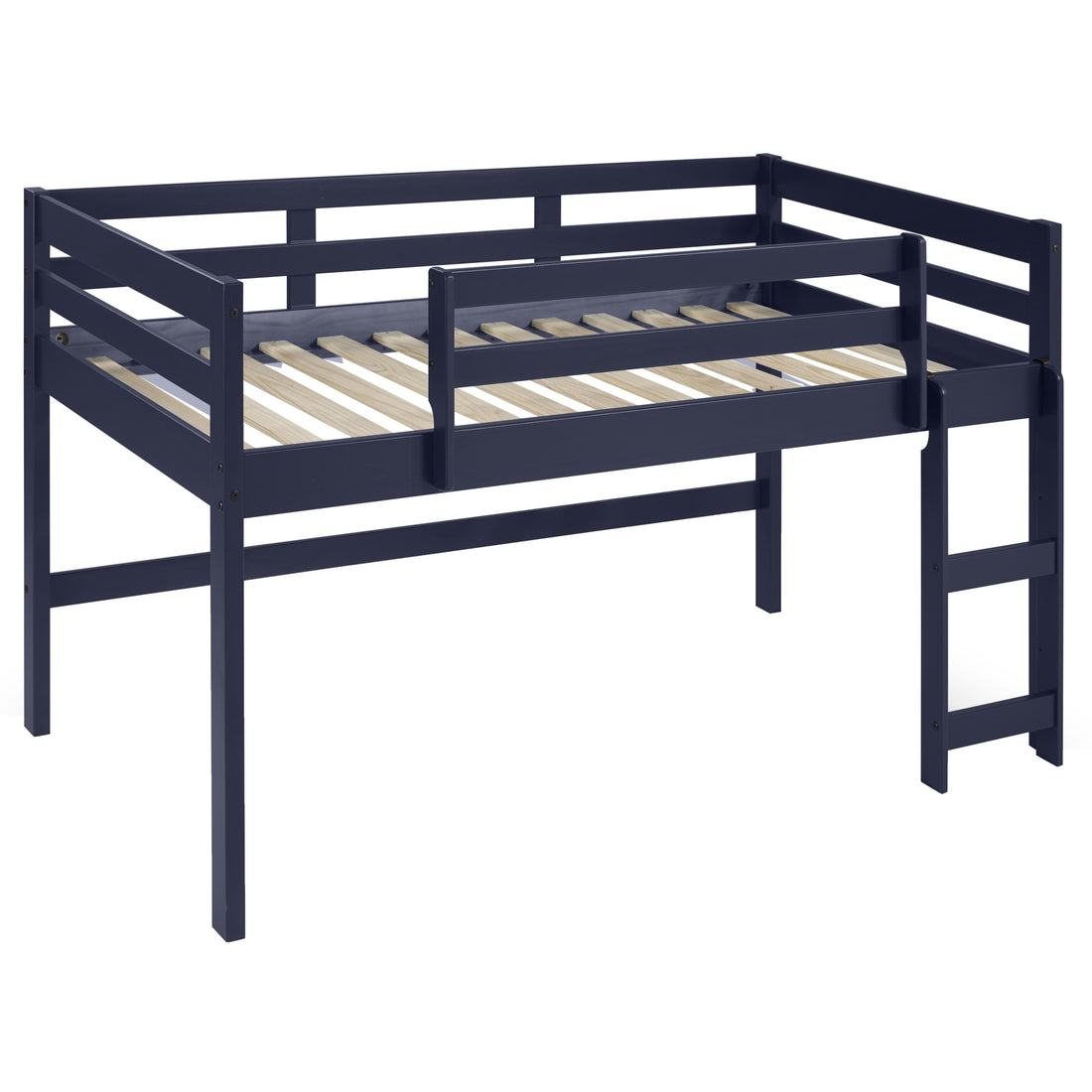 Navy Blue Twin Loft Bed With Reversible Ladder Twin Navy Blue Wood Bedroom Bunk Wood