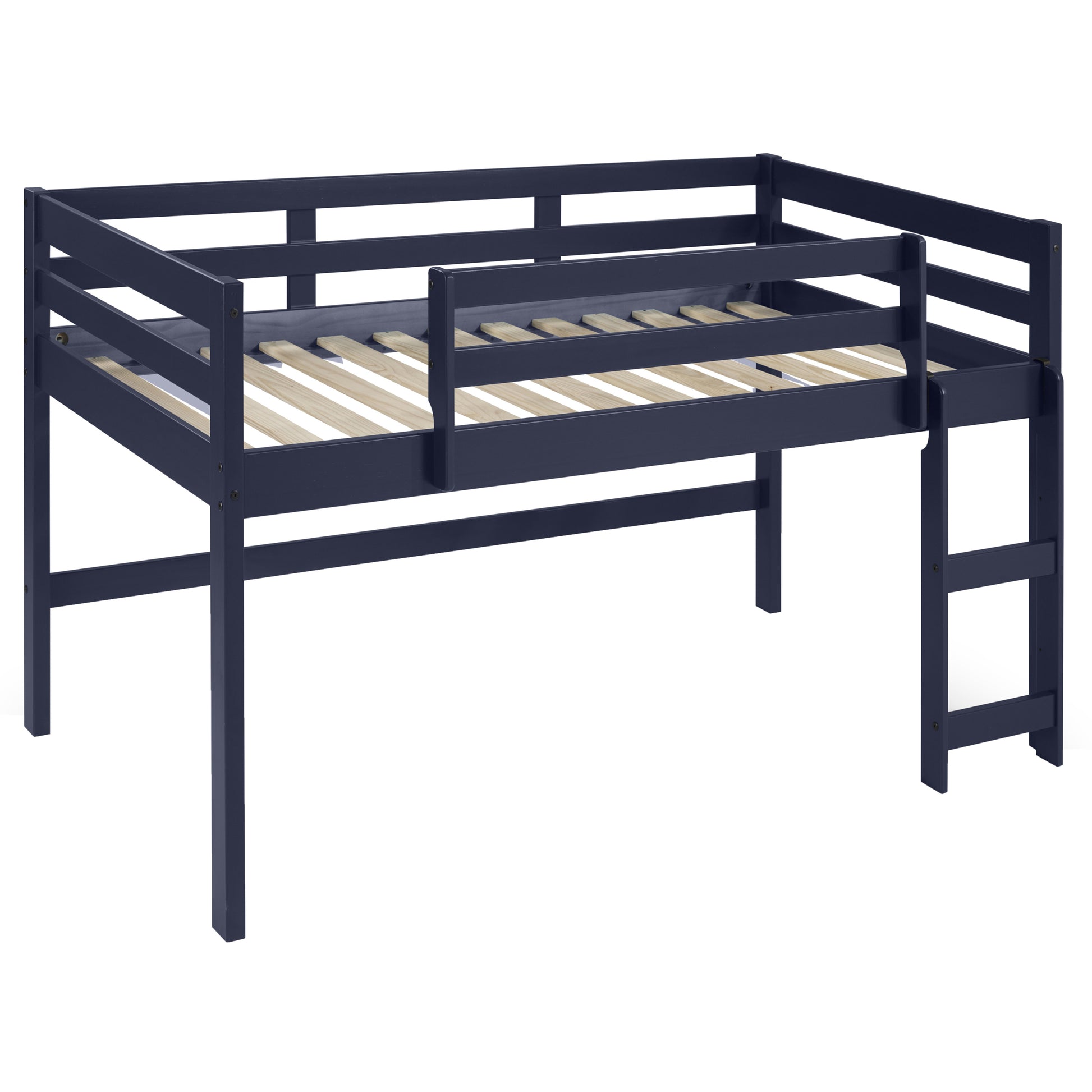 Navy Blue Twin Loft Bed With Reversible Ladder Twin Navy Blue Wood Bedroom Bunk Wood