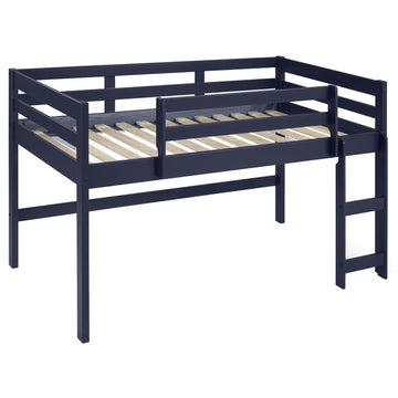 Navy Blue Twin Loft Bed With Reversible Ladder Twin Navy Blue Wood Bedroom Bunk Wood