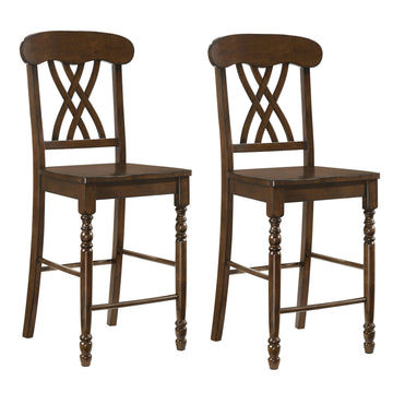 Walnut Cross Back Counter Height Stools Set Of 2 Solid Walnut Dining Room Foam Rectangular Farmhouse Dining Chairs Cross Back Set Of 2 Wood