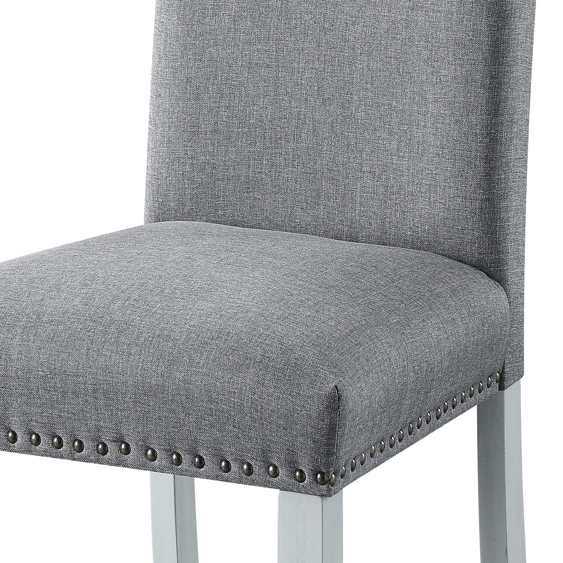 Grey And Antique White Parson Chairs Set Of 2 Grey White Primary Living Space Modern Linen