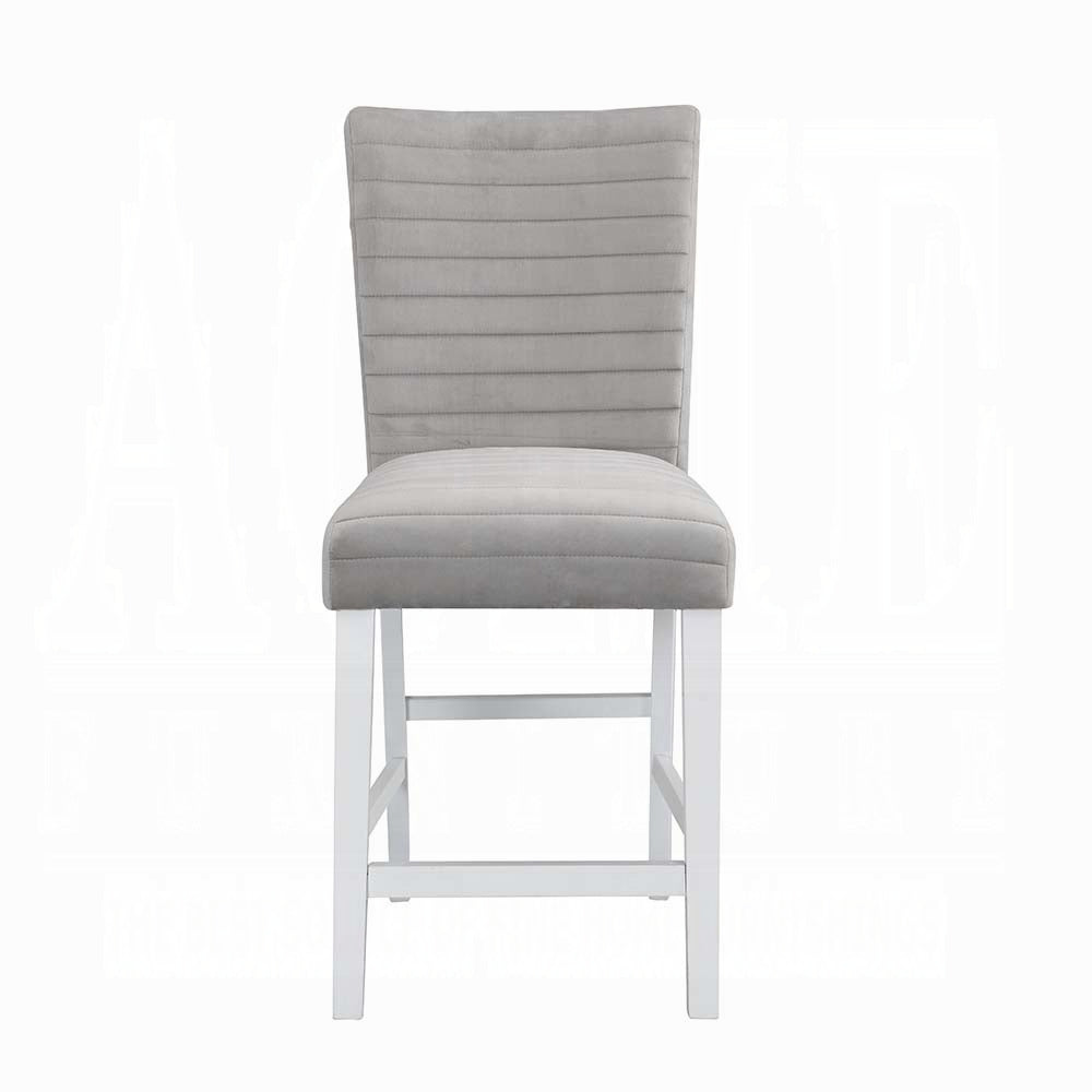 Grey And White Upholstered Counter Height Stools Set Of 2 Solid Grey White Dining Room Foam Rectangular Modern Dining Chairs Solid Back Set Of 2 Wood