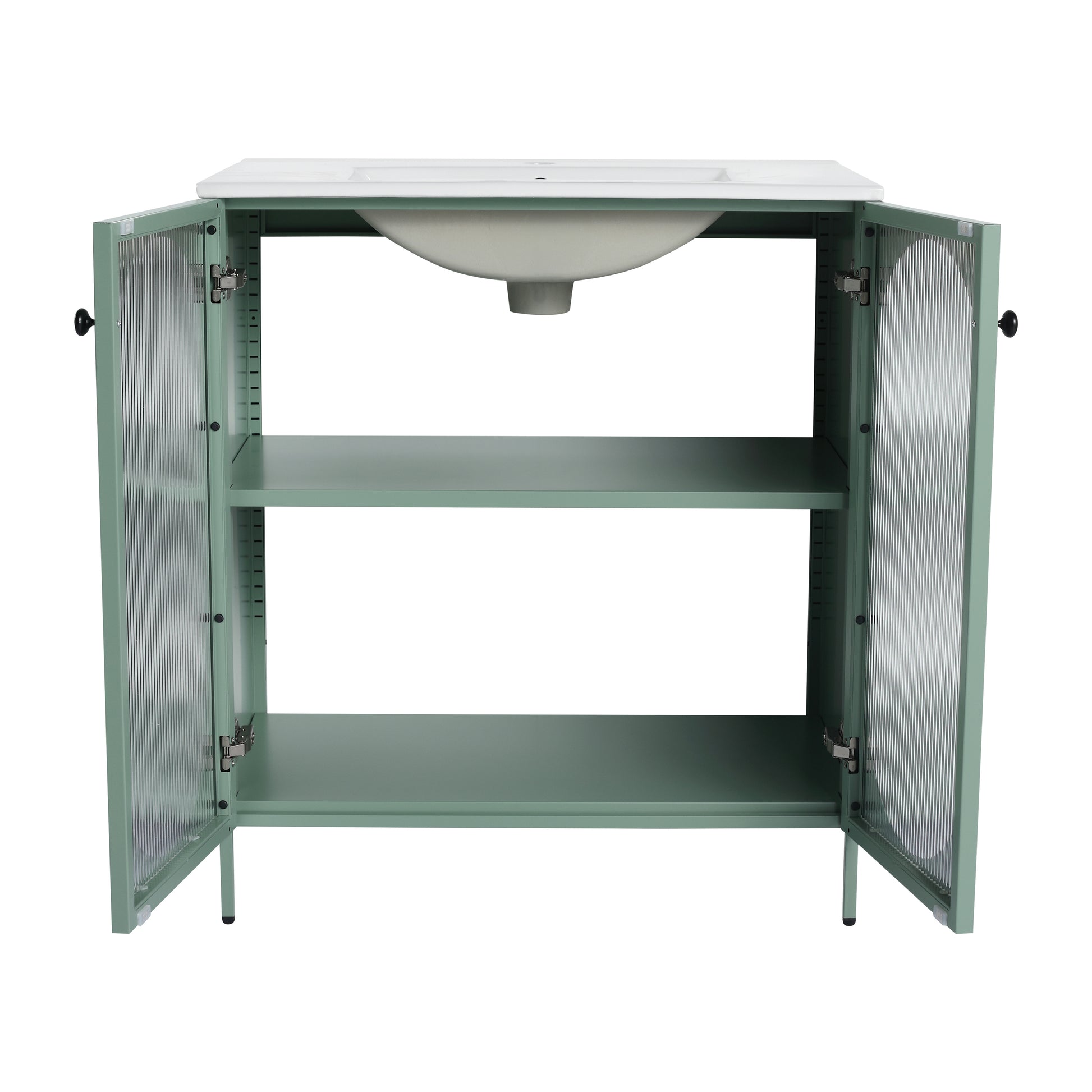 30 Inch Freestanding Bathroom Vanity With Ceramic Sink Mint Green 2 Bathroom Freestanding Modern Steel