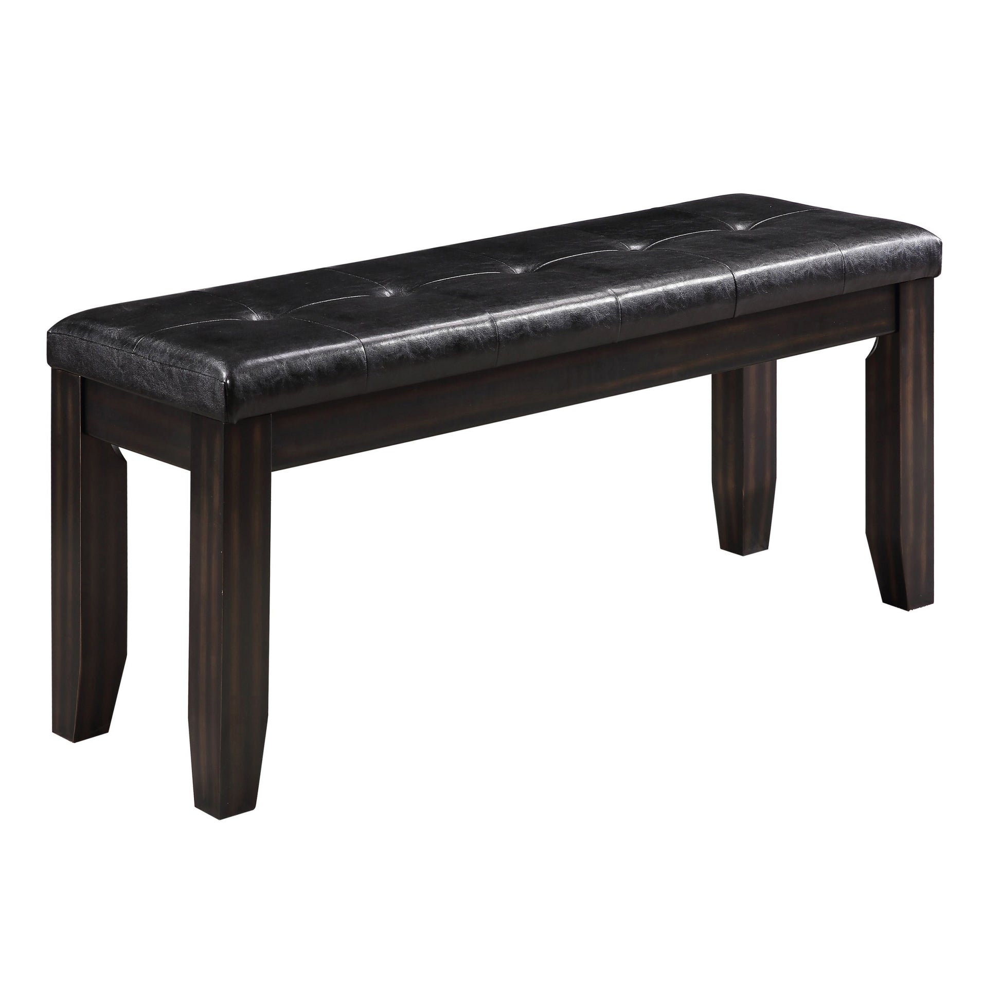 Black And Espresso Bench With Tufted Cushion Cushion Black Brown Espresso Dining Room Foam Wood