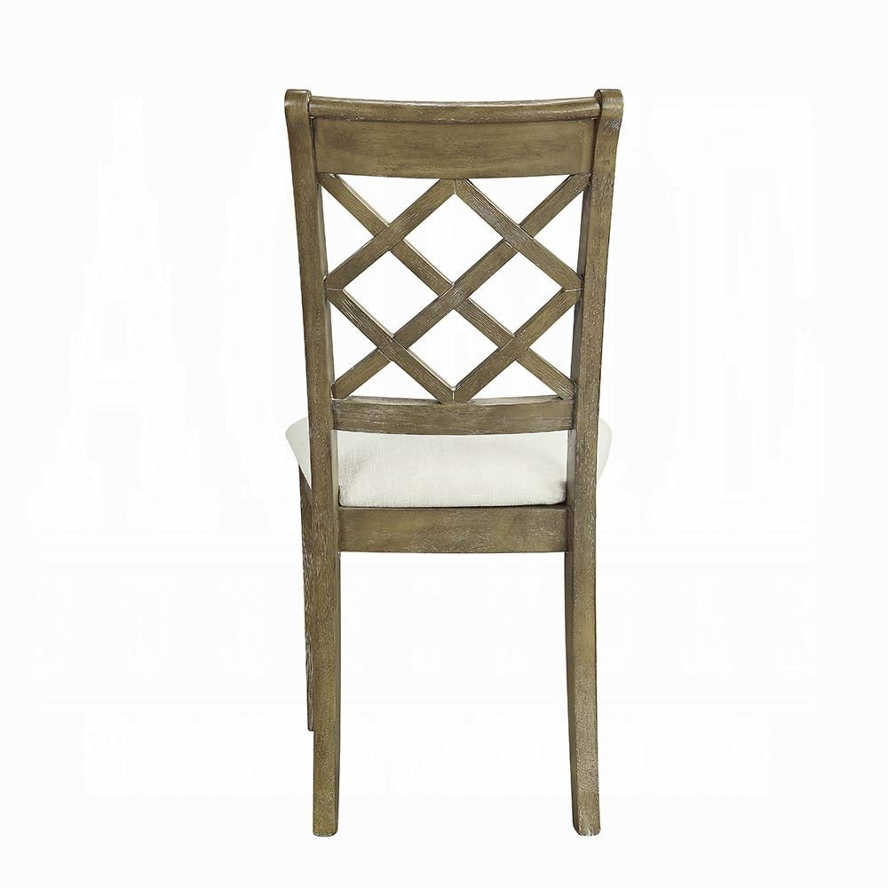 Beige And Rustic Oak Lattice Back Side Chairs Set Of 2 Wood Solid Beige Brown Dining Room Foam Rectangular Farmhouse Side Chair Cross Back Set Of 2 Wood