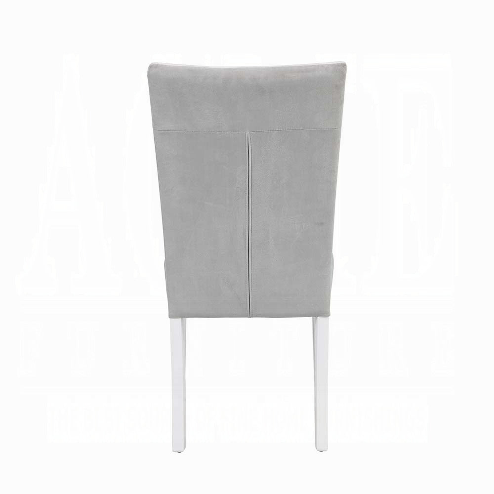 Grey And White Tufted Back Side Chairs Set Of 2 Solid Grey White Dining Room Foam Rectangular Glam Side Chair Solid Back Set Of 2 Velvet