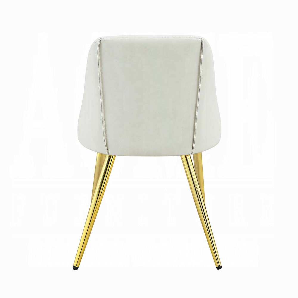 White And Gold Tight Back Side Chairs Set Of 2 Solid White Dining Room Foam Rectangular Glam,Mid Century Modern Side Chair Solid Back Set Of 2 Faux Leather