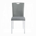 Grey And Chrome Tight Back Side Chairs Set Of 2 Solid Grey Silver Dining Room Foam Rectangular Modern Side Chair Solid Back Set Of 2 Faux Leather