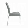 Grey And Chrome Tight Back Side Chairs Set Of 2 Solid Grey Silver Dining Room Foam Rectangular Modern Side Chair Solid Back Set Of 2 Faux Leather