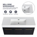 48 Inch Wall Mounted Bathroom Vanity With Sink, Thick Edged Resin Basin, Kd Package Black Chestnut 3 Bathroom Wall Mounted Modern Plywood