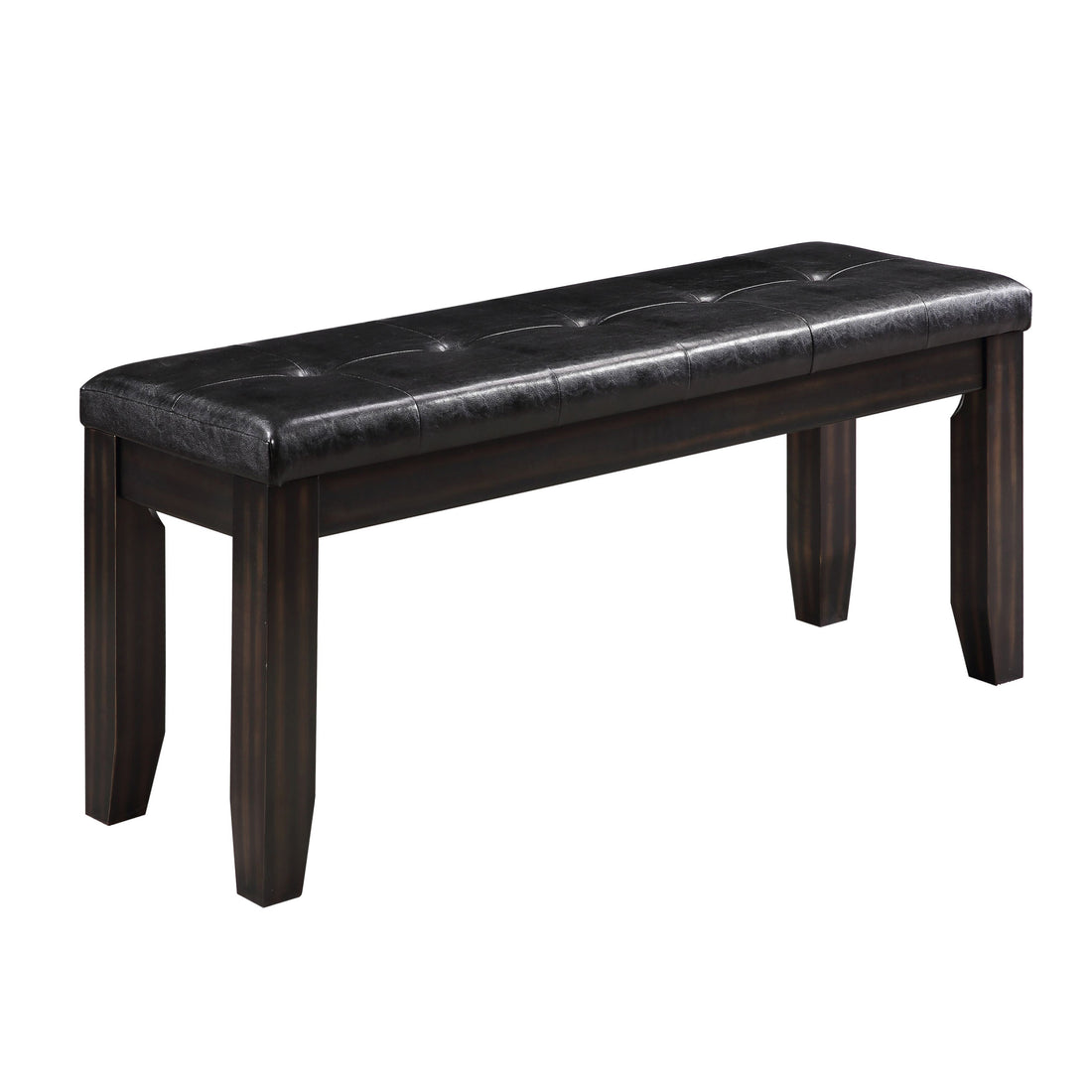 Black And Espresso Bench With Tufted Cushion -