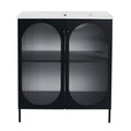 30 Inch Freestanding Bathroom Vanity With Ceramic Sink Black 2 Bathroom Freestanding Modern Steel