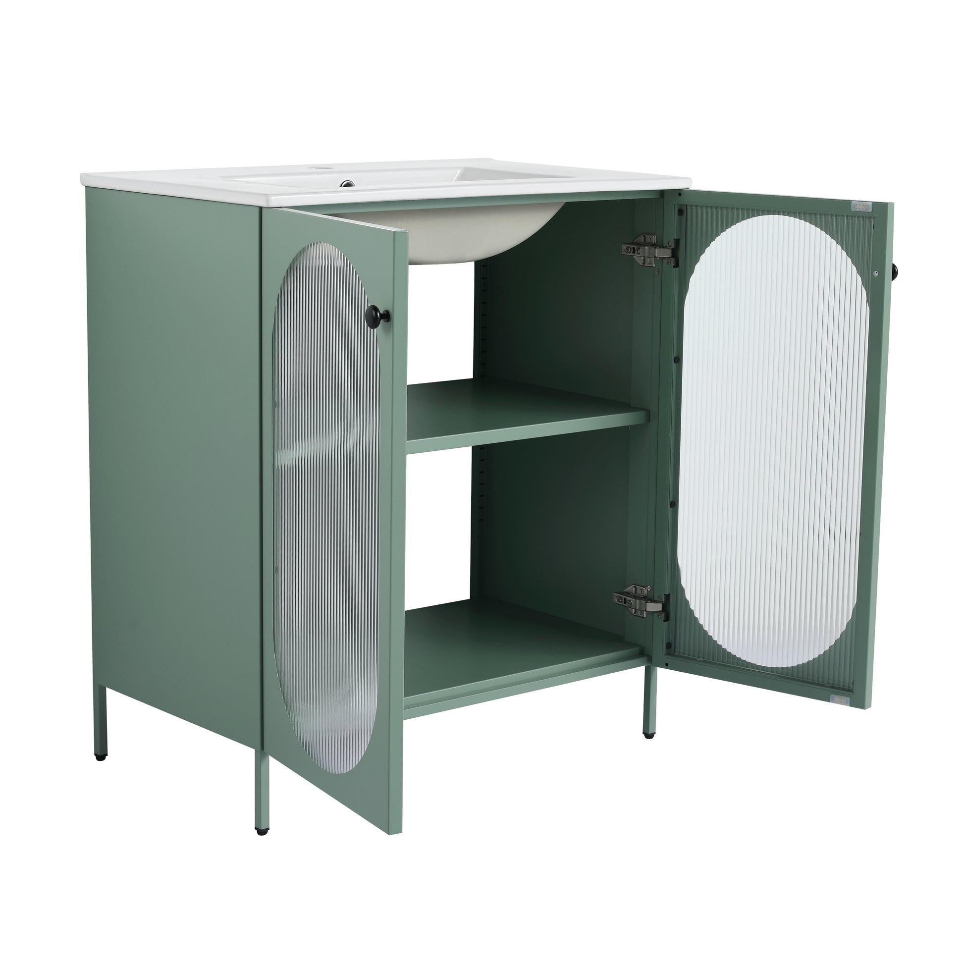 30 Inch Freestanding Bathroom Vanity With Ceramic Sink Mint Green 2 Bathroom Freestanding Modern Steel