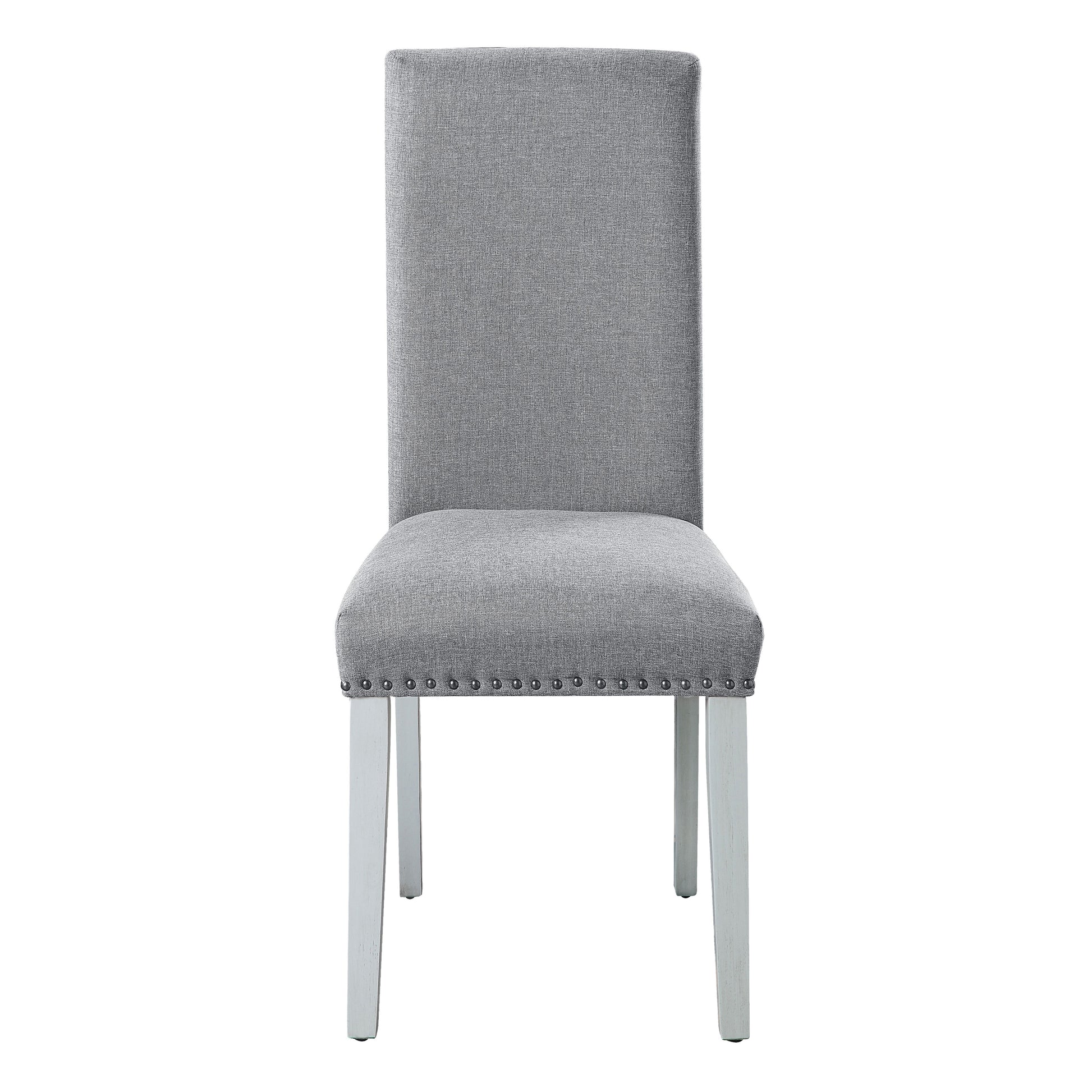 Grey And Antique White Parson Chairs Set Of 2 Grey White Primary Living Space Modern Linen