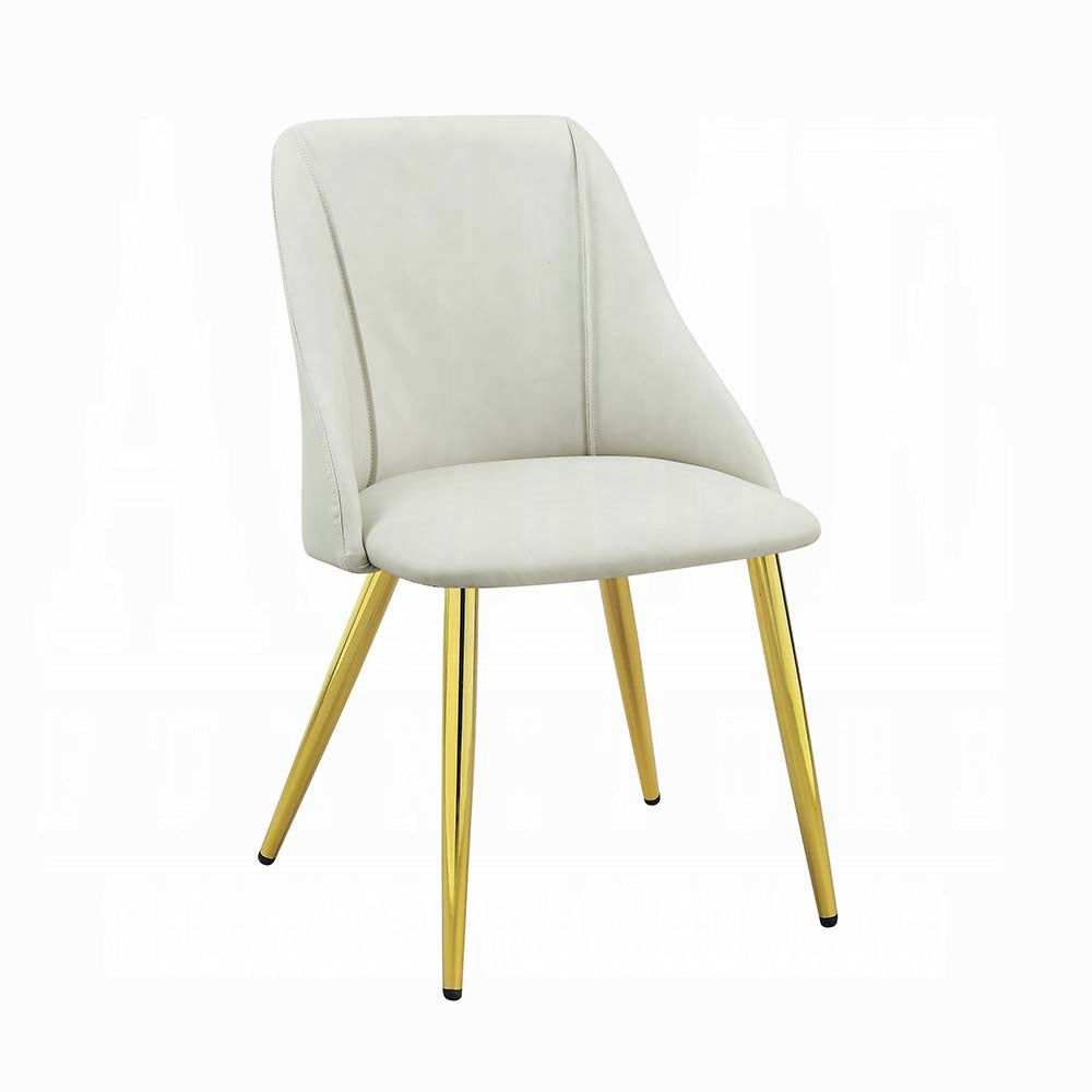 White And Gold Tight Back Side Chairs Set Of 2 Solid White Dining Room Foam Rectangular Glam,Mid Century Modern Side Chair Solid Back Set Of 2 Faux Leather