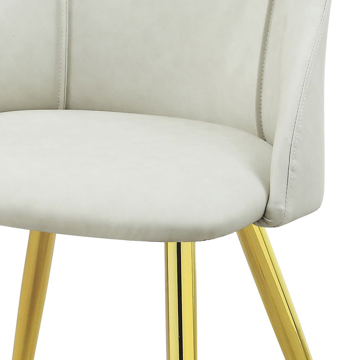 White And Gold Tight Back Side Chairs Set Of 2 Solid White Dining Room Foam Rectangular Glam,Mid Century Modern Side Chair Solid Back Set Of 2 Faux Leather