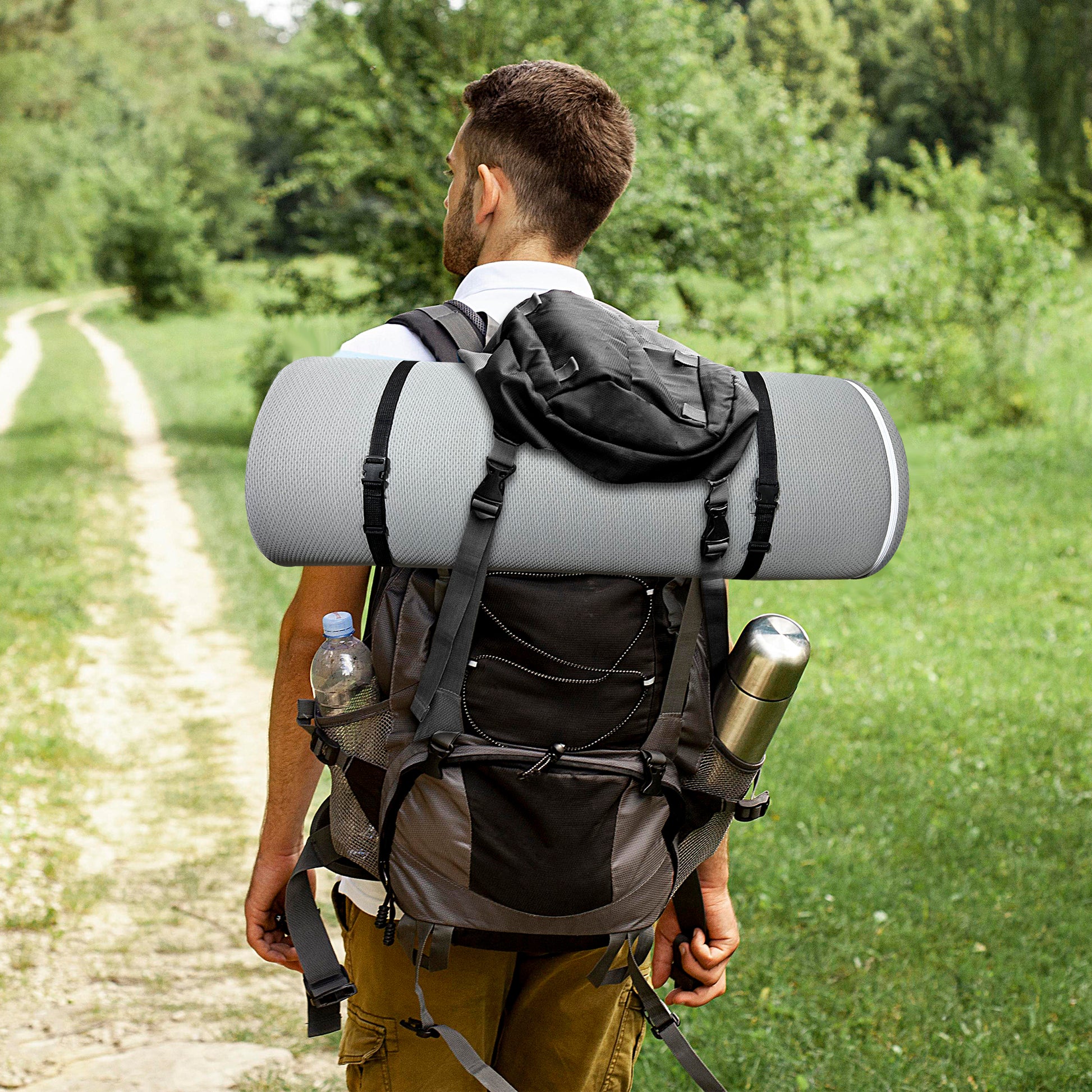 Memory Foam Camping Mattress 63"X26"X4" Perfect For Outdoor Activities, Rvs, Guest Rooms, And Dorms Foldable, Portable, With Water Resistant Zipper Cover, Certipur Us Certified Grey Polyester