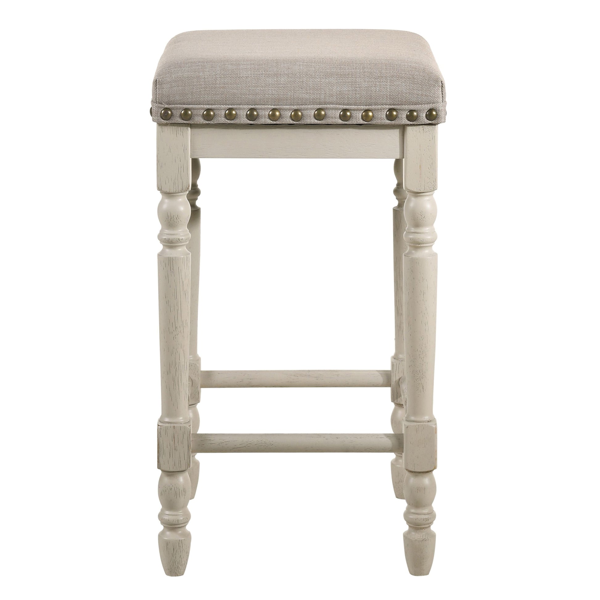 Tan And Antique White Counter Height Stools Set Of 2 Cushion Solid Tan Ivory Dining Room Foam Rectangular Traditional Bar Stools Set Of 2 Wood Fabric