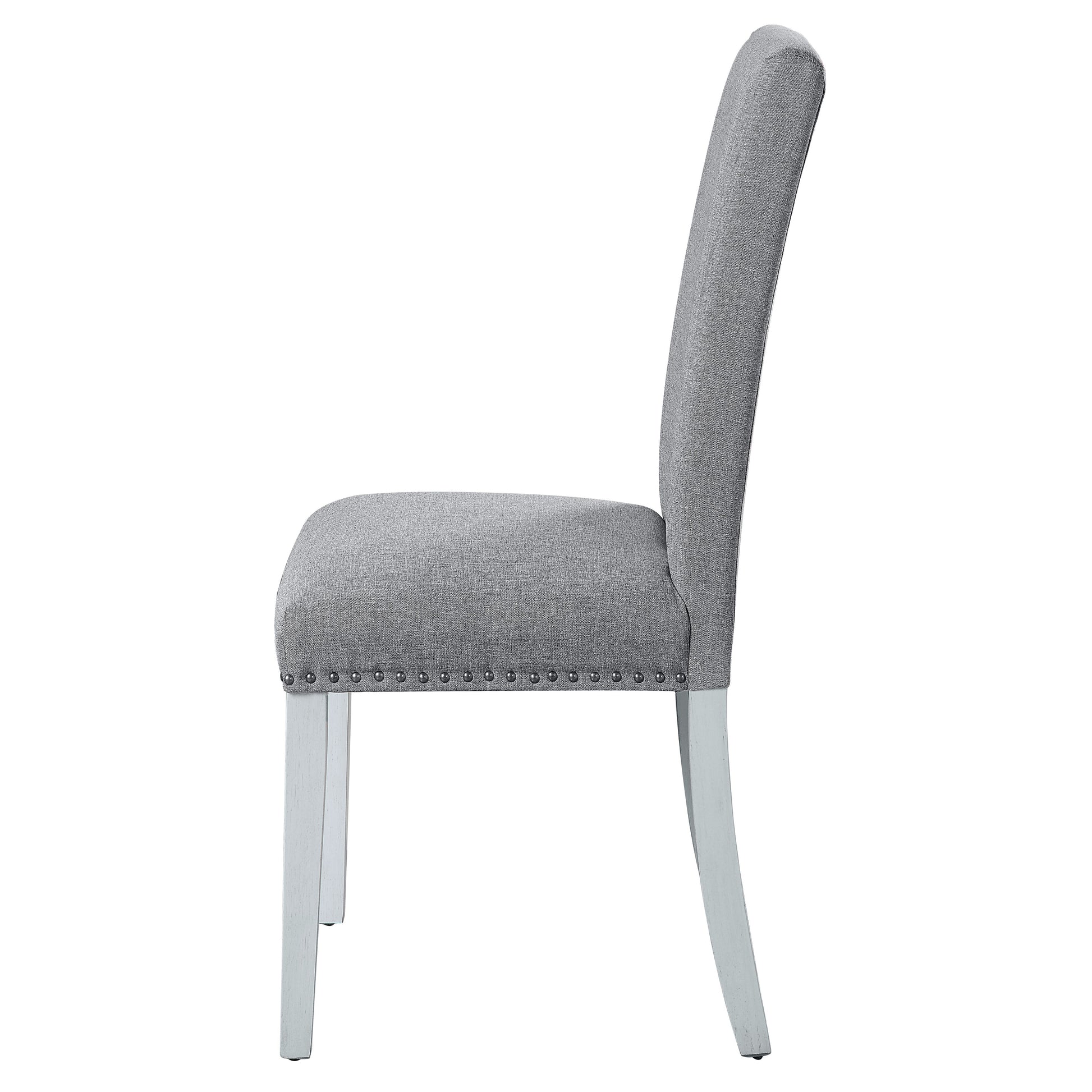 Grey And Antique White Parson Chairs Set Of 2 Grey White Primary Living Space Modern Linen