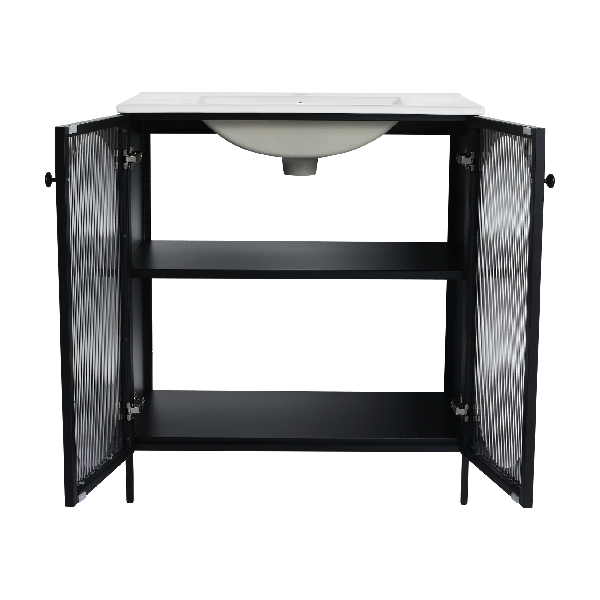 30 Inch Freestanding Bathroom Vanity With Ceramic Sink Black 2 Bathroom Freestanding Modern Steel