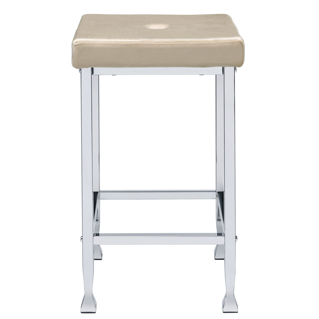Beige And Chrome Padded Seat Counter Height