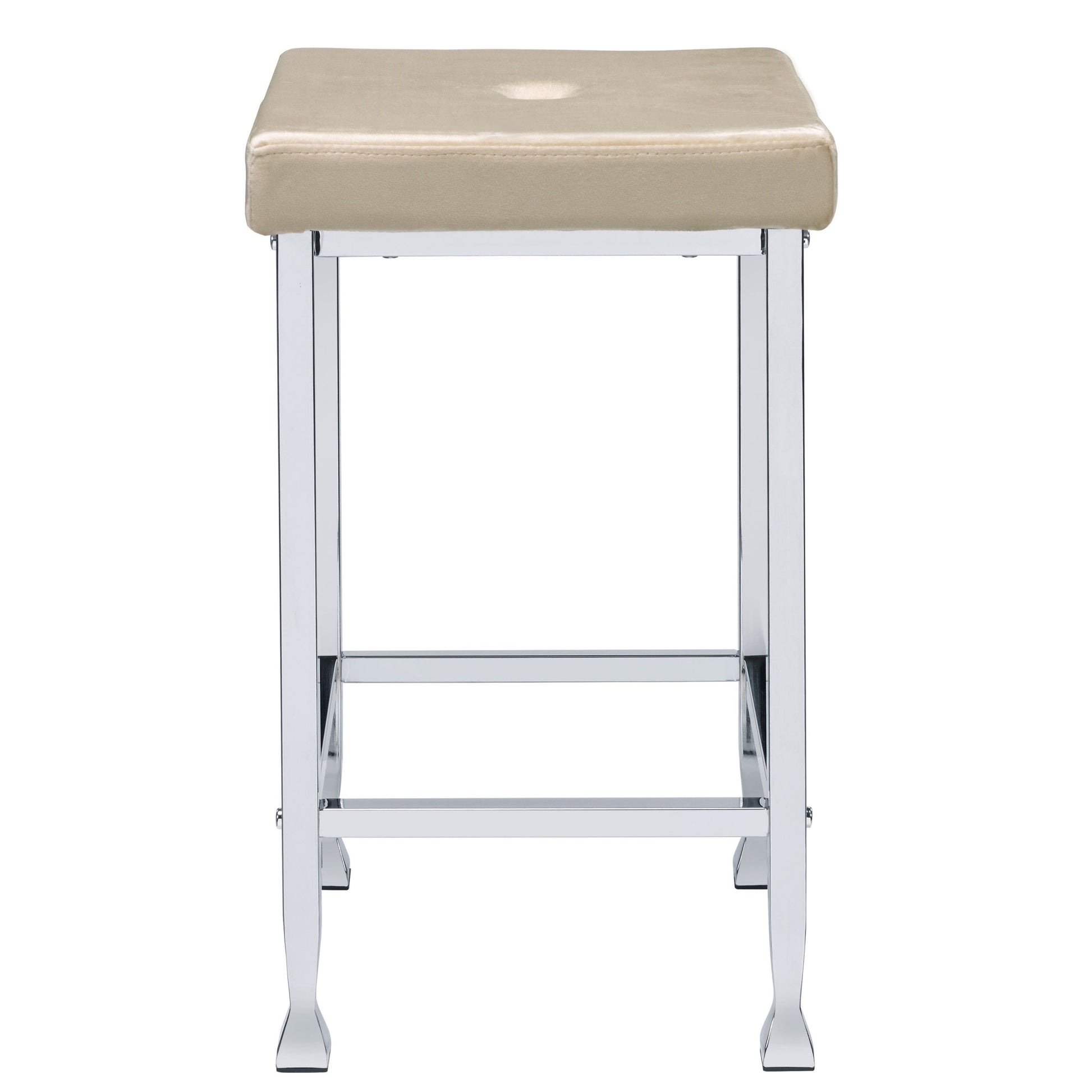 Beige And Chrome Padded Seat Counter Height Stools Set Of 2 Beige Dining Room Square Bar Stools Set Of 2 Velvet