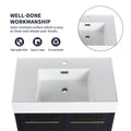 30 Inch Wall Mounted Bathroom Vanity With Sink, Thick Edged Resin Basin, Kd Package Black Chestnut 2 Bathroom Wall Mounted Modern Plywood