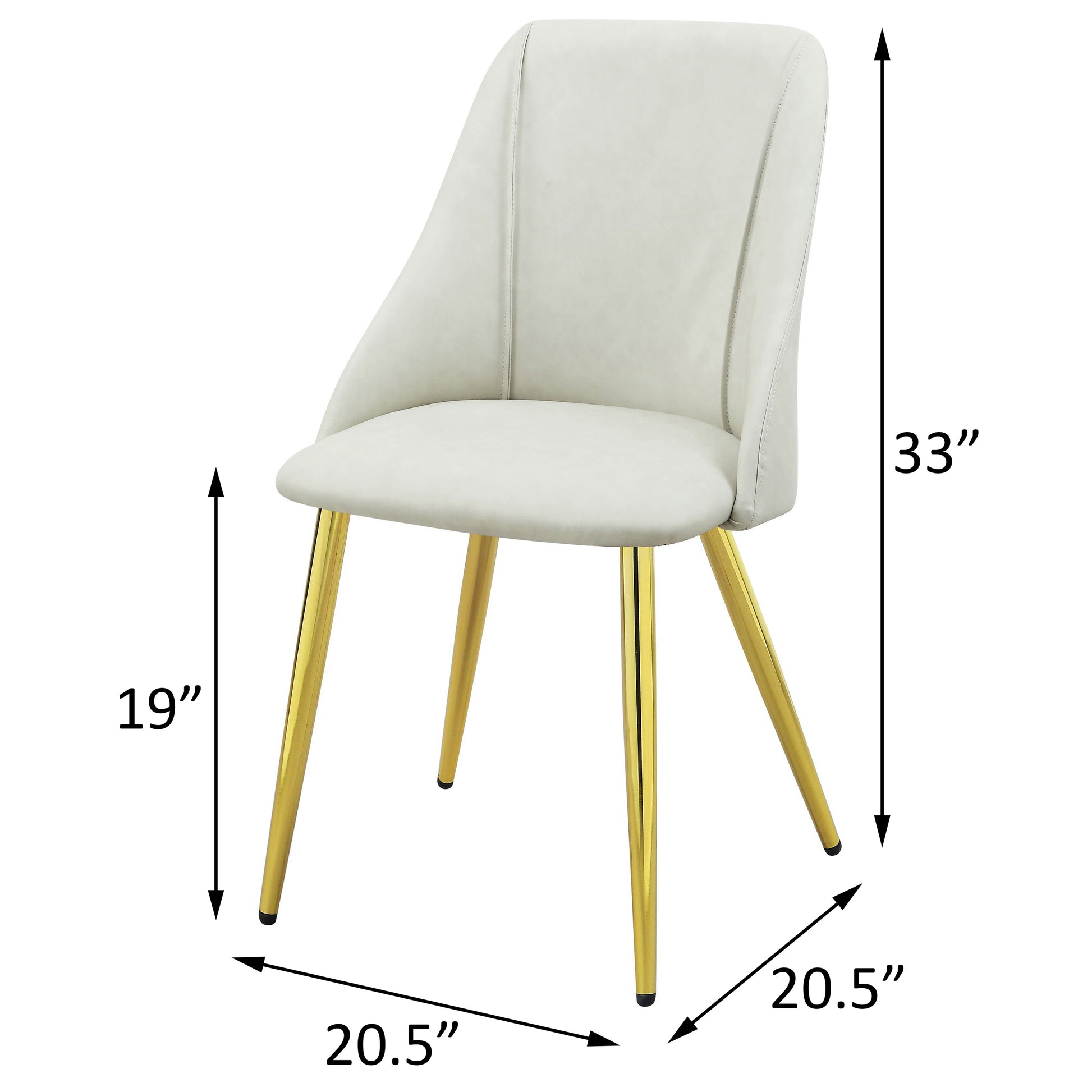 White And Gold Tight Back Side Chairs Set Of 2 Solid White Dining Room Foam Rectangular Glam,Mid Century Modern Side Chair Solid Back Set Of 2 Faux Leather