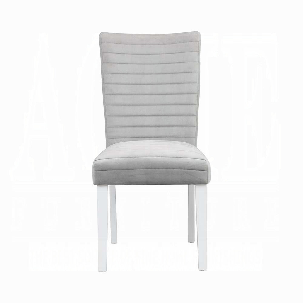 Grey And White Tufted Back Side Chairs Set Of 2 Solid Grey White Dining Room Foam Rectangular Glam Side Chair Solid Back Set Of 2 Velvet