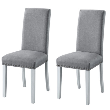 Grey And Antique White Parson Chairs Set Of 2 Grey White Primary Living Space Modern Linen