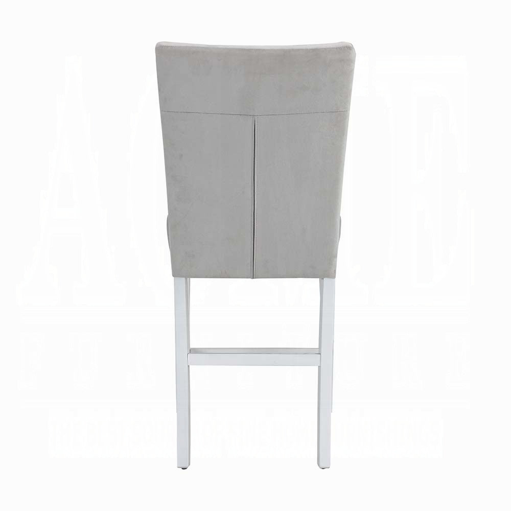 Grey And White Upholstered Counter Height Stools Set Of 2 Solid Grey White Dining Room Foam Rectangular Modern Dining Chairs Solid Back Set Of 2 Wood