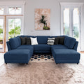 Summit Navy Modular Sectional 7 Seat Configuration Navy Wood Polyester 7 Seat