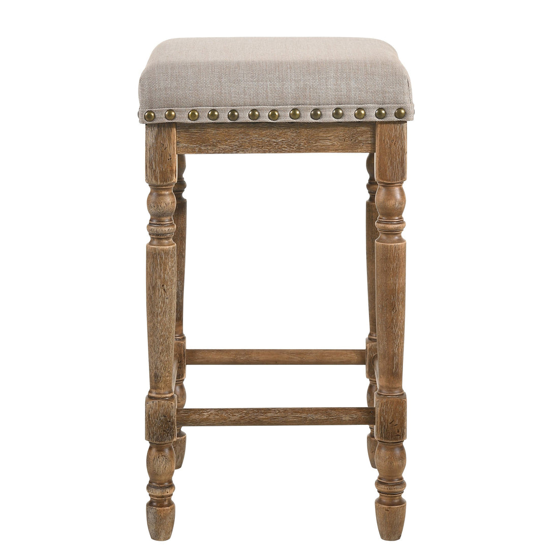 Beige And Weathered Oak Trim Counter Height Stools Set Of 2 Cushion Beige Grey Gray Dining Room Square Set Of 2 Wood Fabric