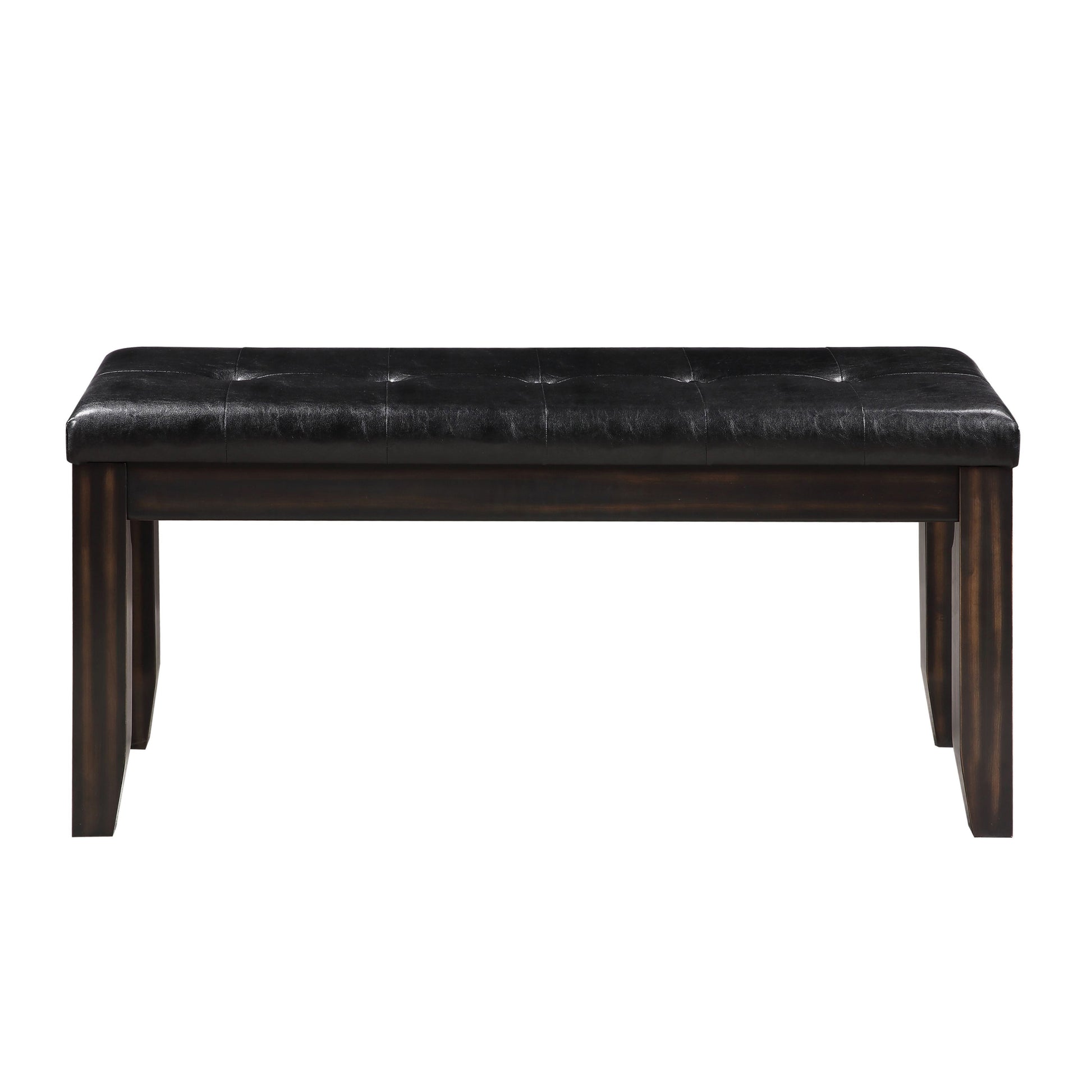 Black And Espresso Bench With Tufted Cushion Cushion Black Brown Espresso Dining Room Foam Wood