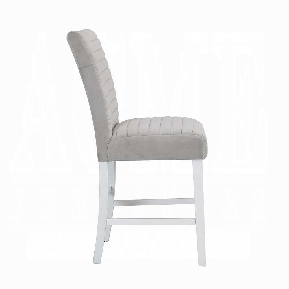 Grey And White Upholstered Counter Height Stools Set Of 2 Solid Grey White Dining Room Foam Rectangular Modern Dining Chairs Solid Back Set Of 2 Wood